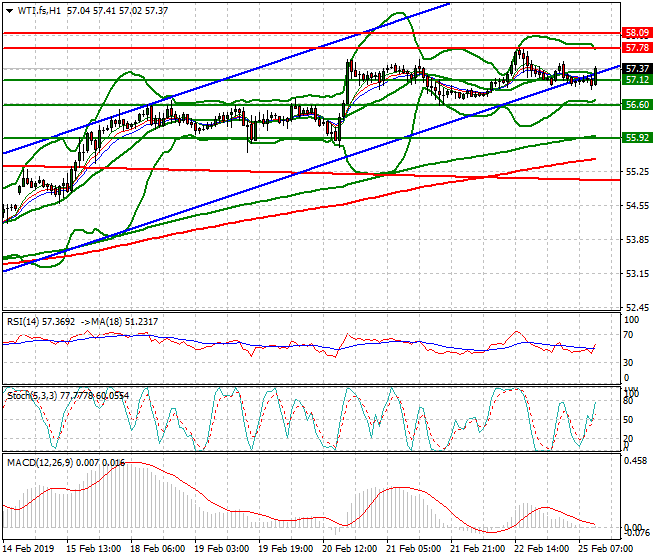 WTI Crude Oil Mid-day Analysis 25 Feb 2019